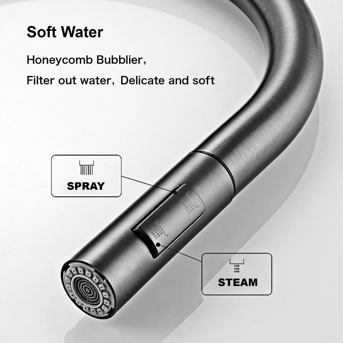 Modern Style Gun Gray Pull-Out Faucet Handle &Cold