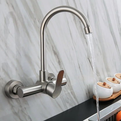Wall Mount Sink Faucet 304 Stainless Steel Modes