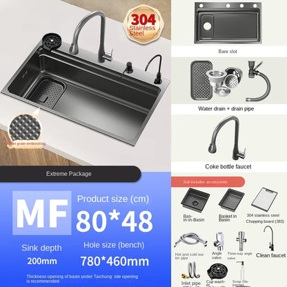 304 Stainless Steel Sink Black Large Slot Wash