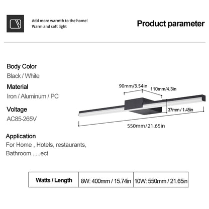 Led Wall Lamp Bathroom Vanity Light 40cm 55cm