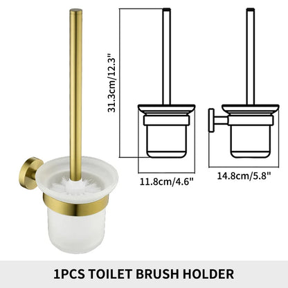 Bathroom Hardware Brushed Gold Toilet Brush Holder Robe