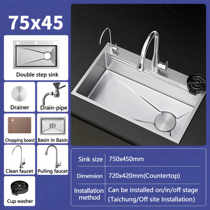 Silver Nano Embossed 304 Stainless Steel Sink Large