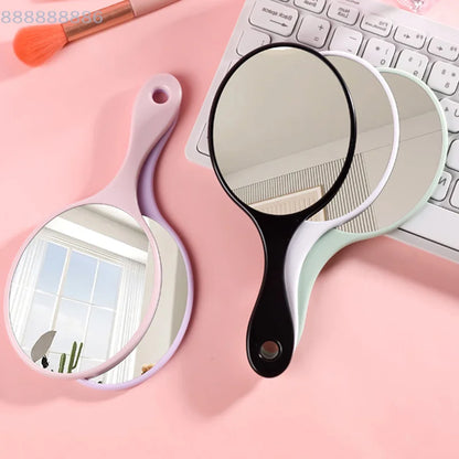 1pc Handheld Round Makeup Mirror Women Handle Compact