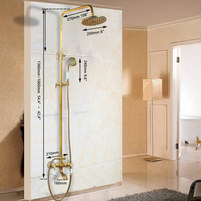 Kemaidi Antique Brass Retro Vintage Bathroom Shower Faucet