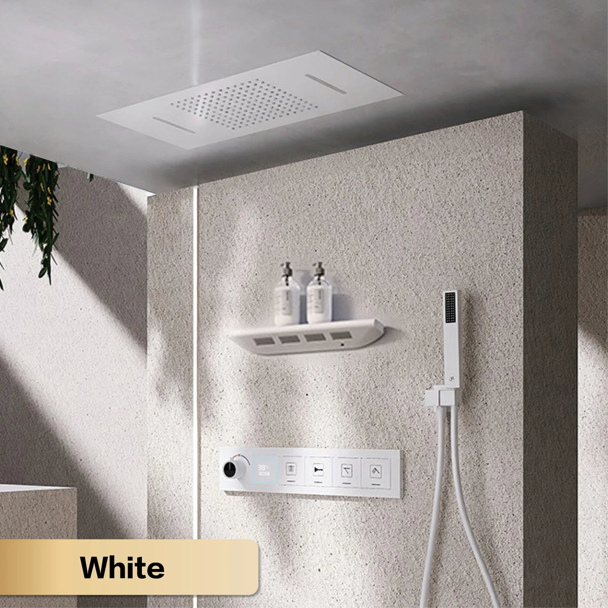 Gun Gray Brass Ceiling Constant Temperature Shower System