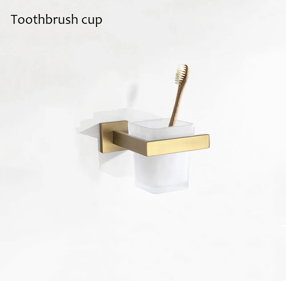 Gold Brushed Bathroom Hardware Towel Bar Rail Toilet