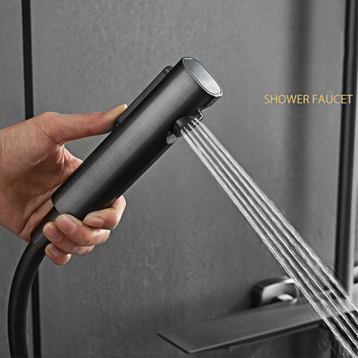 Luxury Gun Gray Brass Bathroom Shower System Digital