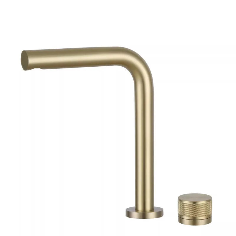 Brushed Rose Gold Basin Faucet Two Holes Gun