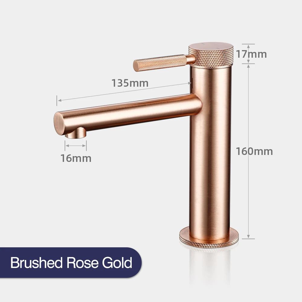 Solid Brass Gold Basin Faucet Hole Handle Cold
