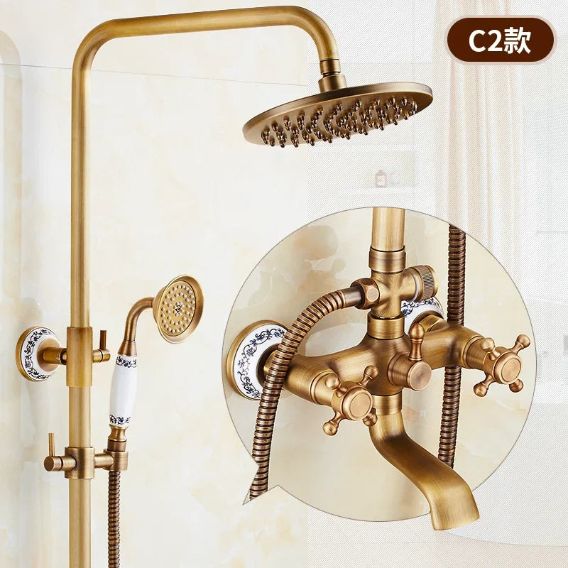 Zgrk Antique Rain Shower Faucets Hand Wall Mounted