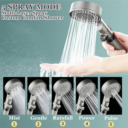 5-Mode Filtered Shower Head High Pressure Adjustable Sprayer