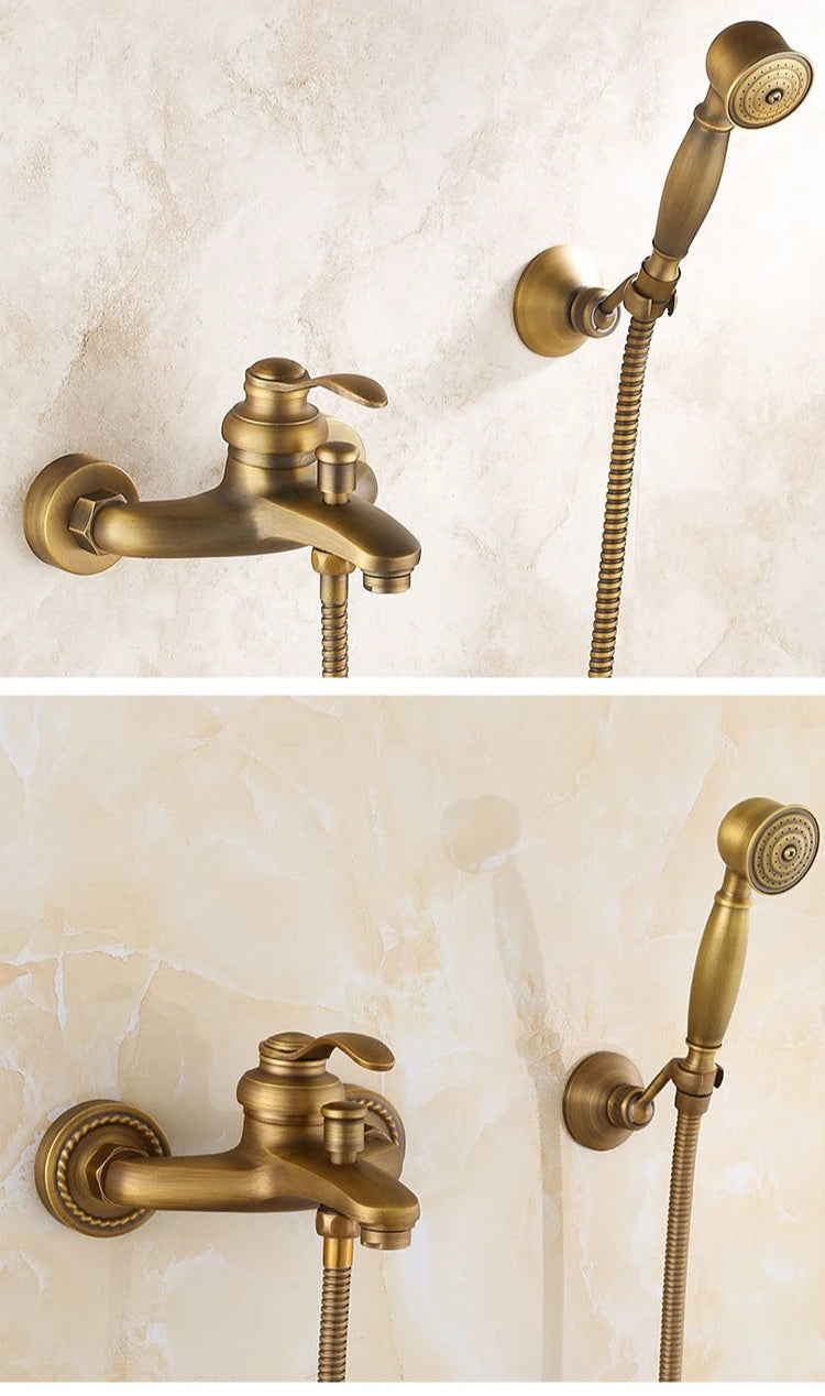 Antique Brass Simple Shower Without Overhead Spray Handheld