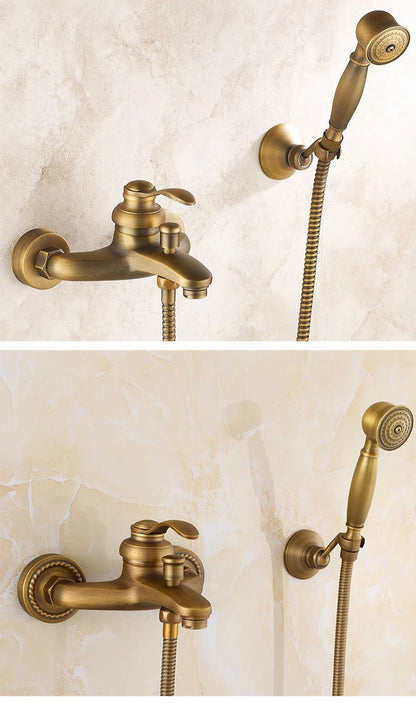 Antique Brass Simple Shower Without Overhead Spray Handheld