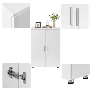 Eugad White Bathroom Cabinet Adjustable Shelves Doors