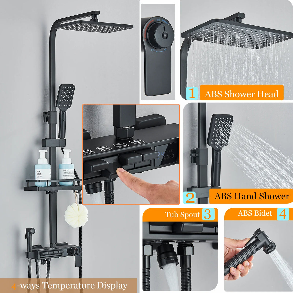 Ulgksd Thermostatic Shower Faucet Full Bathroom Rainfall Mixer
