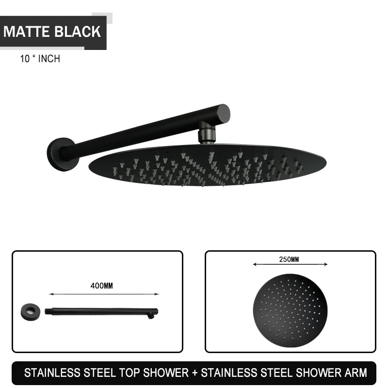 Brushed Gold Black Chrome Grey Overhead Shower Head