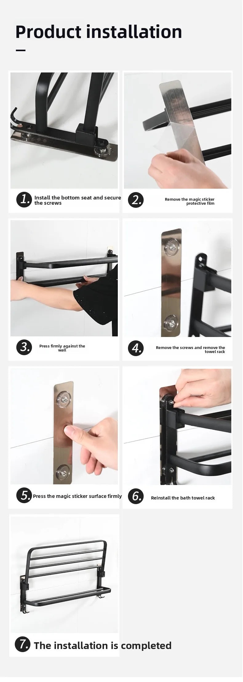 Foldable Towel Rack - No Drill Bathroom Space