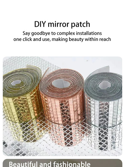 4x100cm Creative Diy Glass Mirror Stickers Mosaic Glass