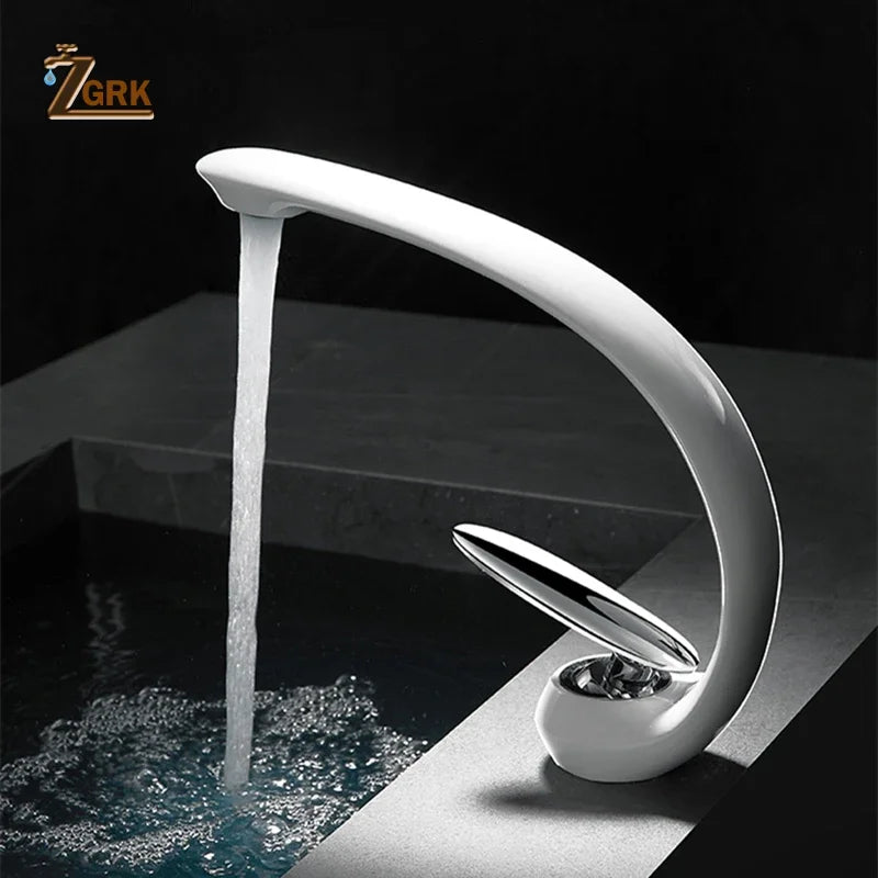 Creative Bathroom Sink Faucet Tap White Brass Wash