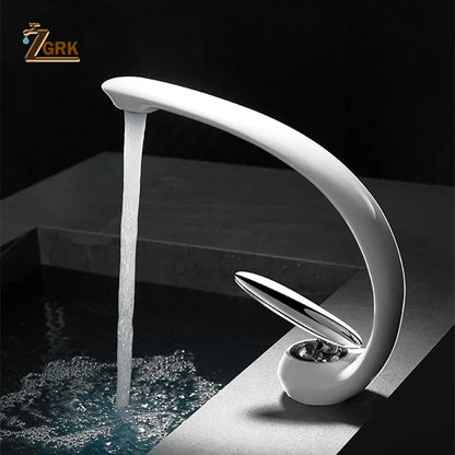 Creative Bathroom Sink Faucet Tap White Brass Wash