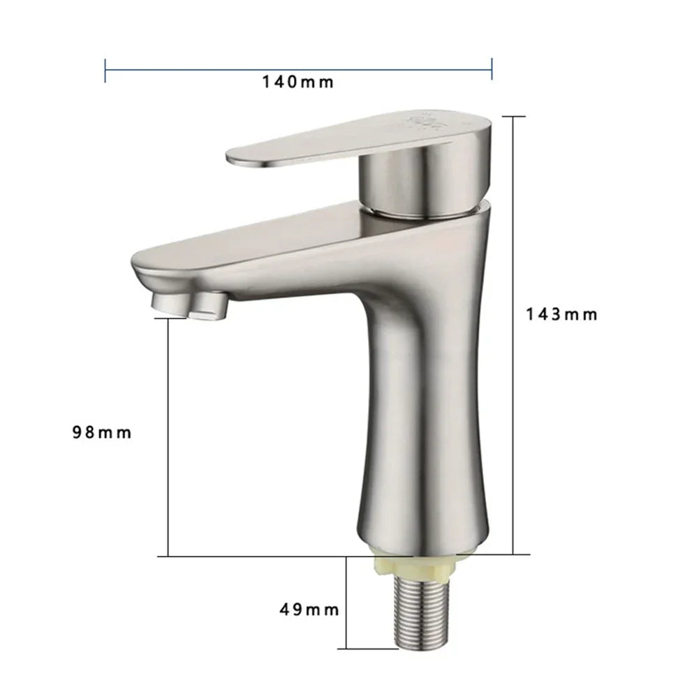 Bathroom Basin Faucet Stainless Steel Cold Water Tap