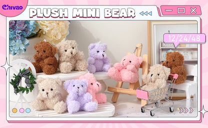 12-96pcs Mini Bear Plush Stuffed Small Teddy Bear