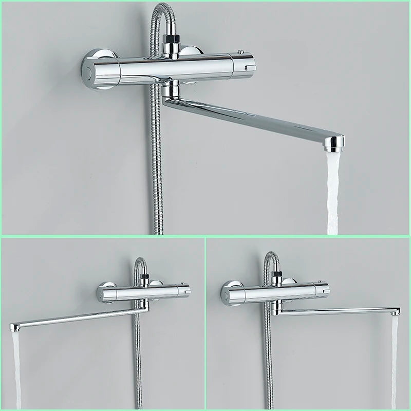 Thermostatic Shower Faucet Mixing Valve Bathroom Long Rotate