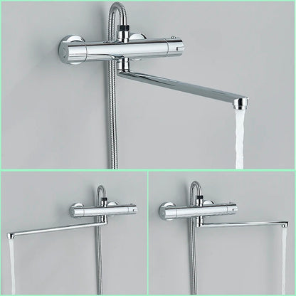 Thermostatic Shower Faucet Mixing Valve Bathroom Long Rotate