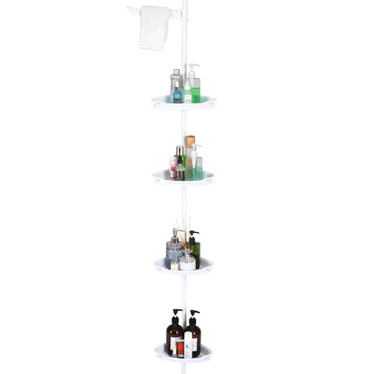 Corner Shower Caddy Tension Pole 4-Tier Adjustable Shelves