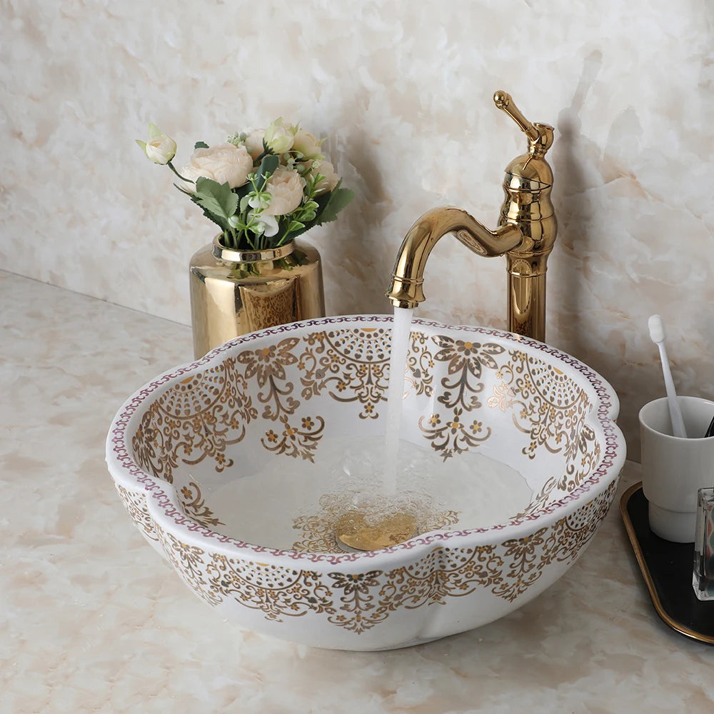 Zappo Above Counter Ceramic Vessel Sink Bathroom Round