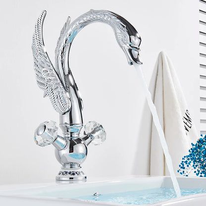 Brass Gold Black Swan Basin Faucet Deck Mounted