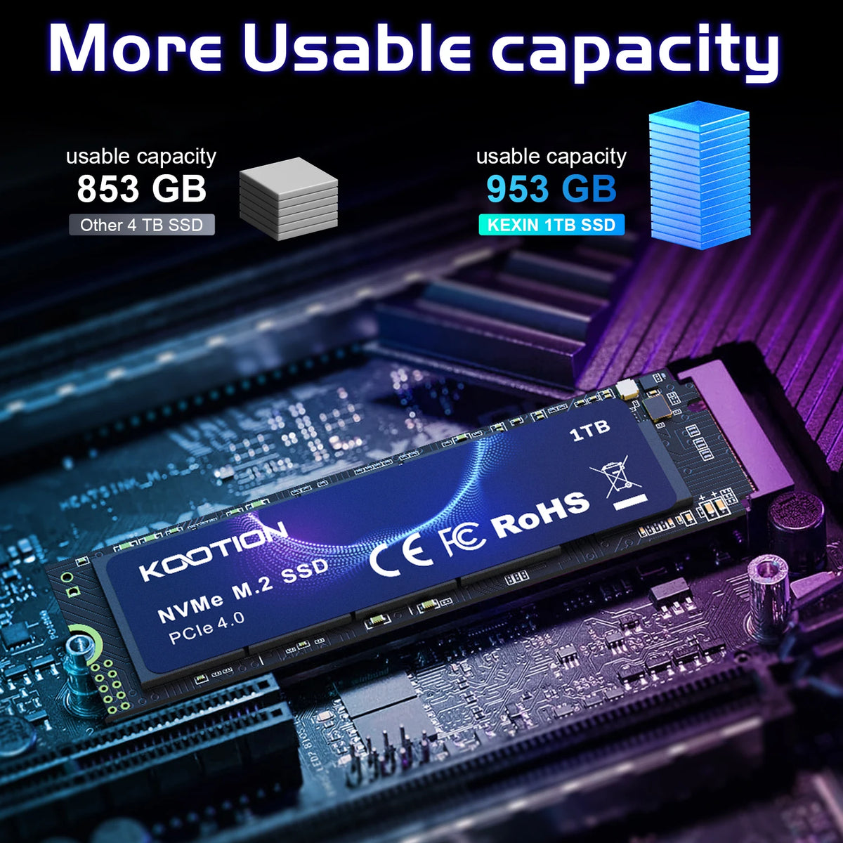 Kootion M2 Nvme Ssd 1tb Gen4 7200mb/S Pcie4