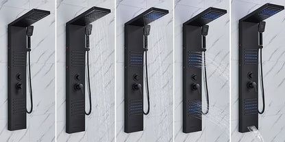 Rozin Black Shower Column Led Rainfall Bathroom Faucet