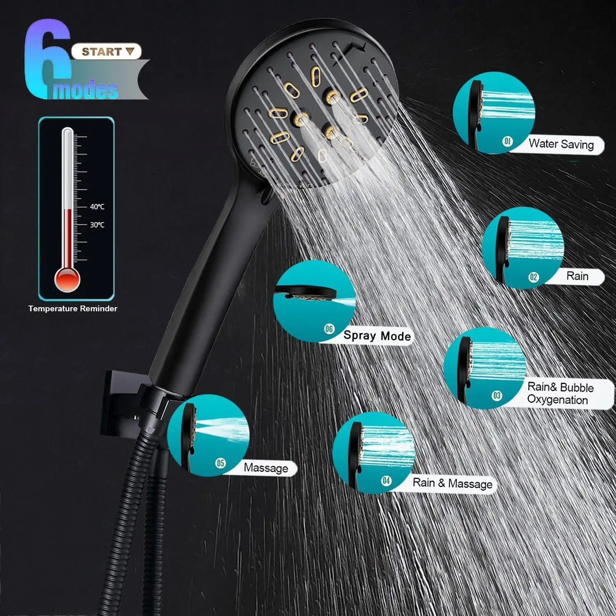 Black Simple Bathroom Shower Wall Mounted Bathroom Shower