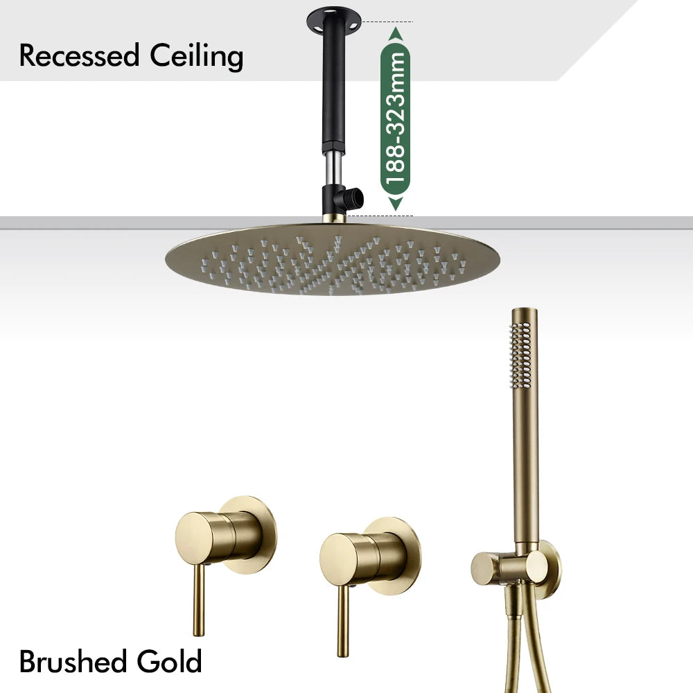 Rainfall Shower Rose Gold Wall Mounted Bathroom Shower