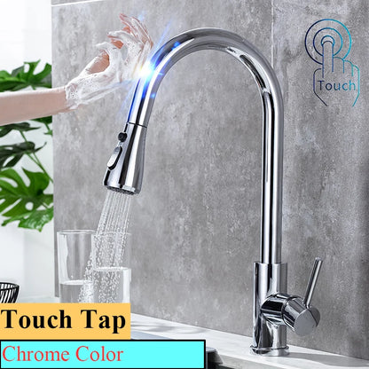 Smart Touch Sink Faucets Stainless Steel Pull Out