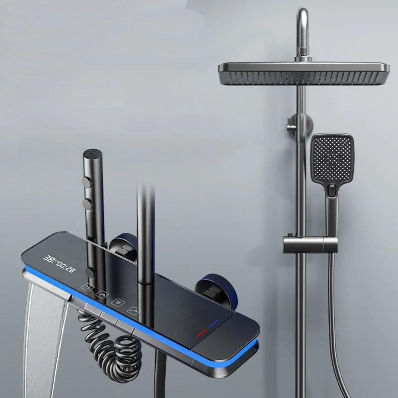 Bathroom Smart Shower System Temperature Digital Display Led