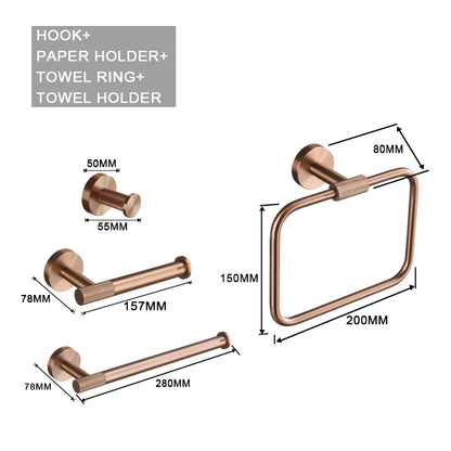 Brushed Rose Gold Brass Knurled Toilet Brush Holder