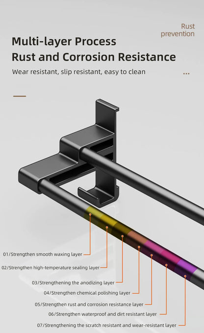 Bathroom Towel Rack Without Drilling Space Aluminum Shower