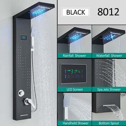 Led Shower Panel Tower System Rain Waterfall Shower
