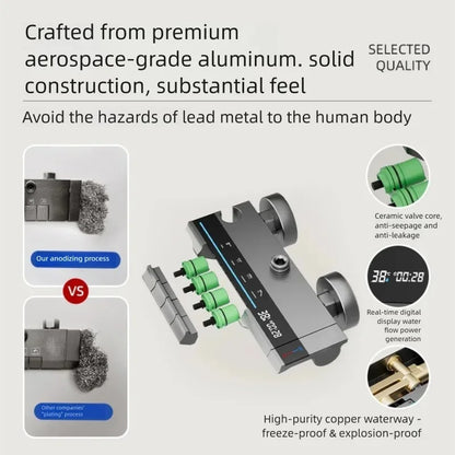 Aluminum Shower Cold Water Digital Display Pressurized Shower