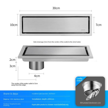 Luxury Hidden 304 Stainless Steel Rectangular Floor Drain