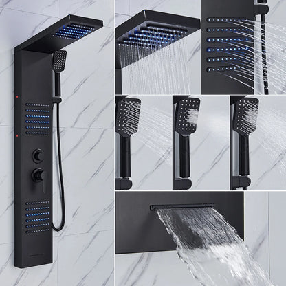 Black/Brushed Bathroom Shower Faucet Led Rainfall Head Shower