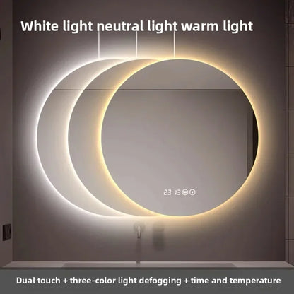 Mirror Round Mirror Wall-Mounted Smart Bathroom Mirror Led