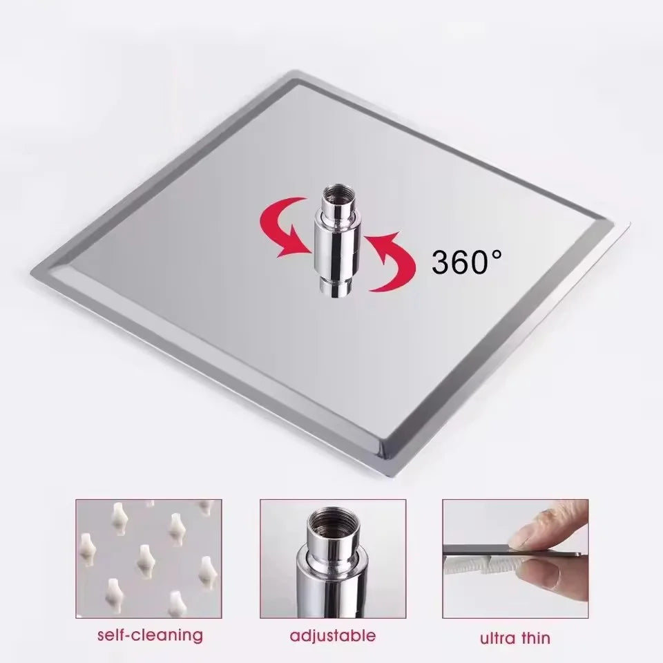 Rainfall High Pressure Shower Head 12/10/8 Inch Stainless