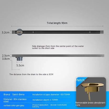 2cm Wide Floor Drain Stainless Steel Linear Narrow