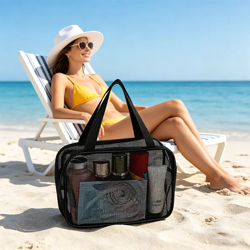 Mesh Shower Caddy Tote Bag Organizer Case Cosmetic