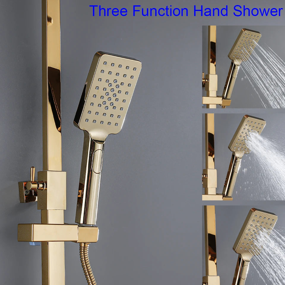 Gold Piano Digital Display Bathroom Shower Brass Bathroom