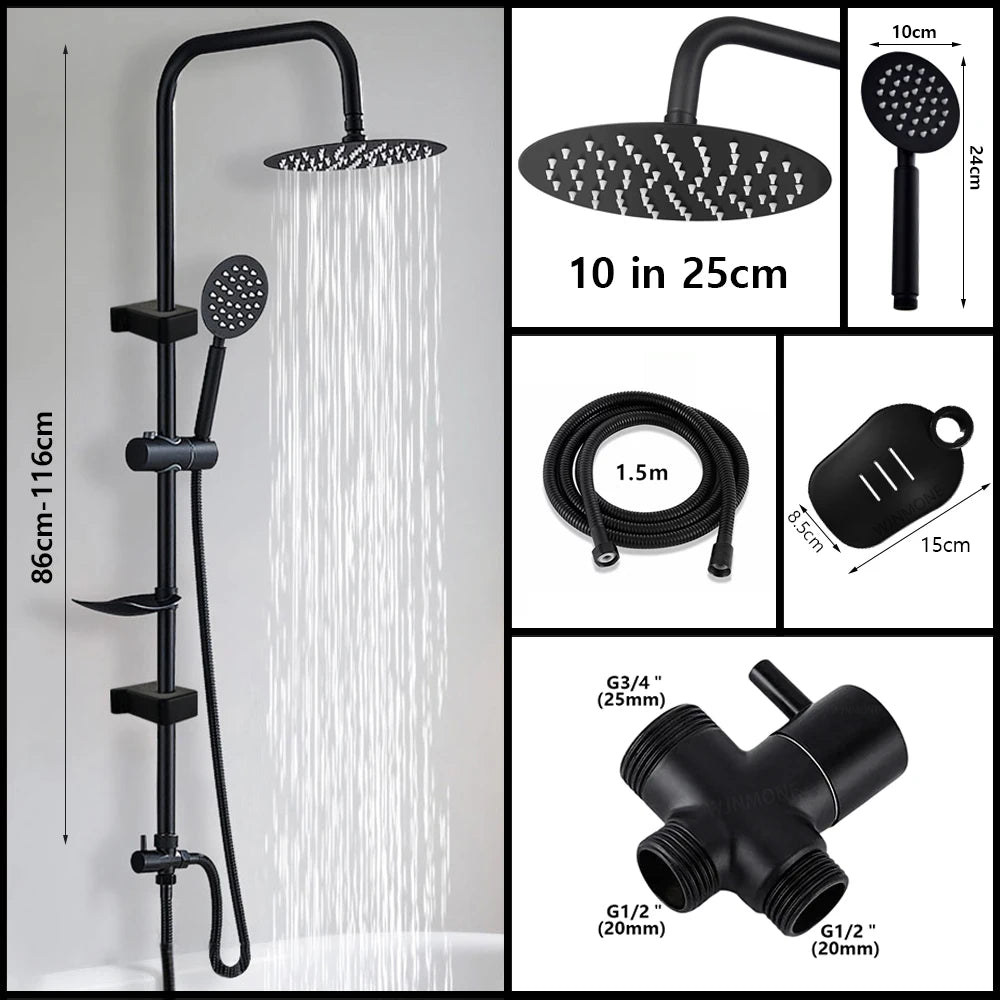 Split Rain Shower Column 304 Stainless Steel Shower