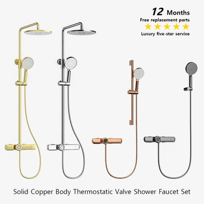 Luxury Solid Brass Smart Thermostatic Showers System Split